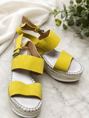Mauri Yellow Suede Espadrille Platform Sandals
